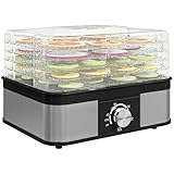 HOMCOM 5 Tier Food Dehydrator, 245W Stainless Steel Food Dryer Machine with Adjustable Temperature...