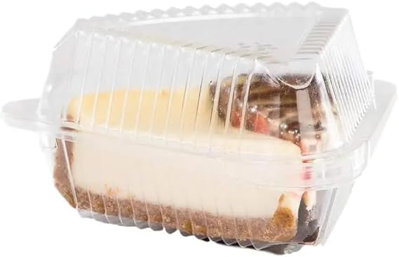 50 Pieces Cake Slice Container, Triangle Clear Dessert Box, Reusable and Stackable Food Packaging Box Triangular Disposable Plastic Stackable Holder for