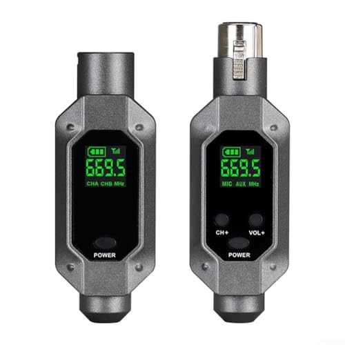 Émetteur et récepteur XLR sans fil pour microphone dynamique, mixeur audio et système de sonorisation, portée de 30,5 m, batterie plus de 5 heures, argent