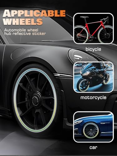 Image of 20PCS Car Wheel Reflective Decorative Strip,Night Safety Warning Stickers,Cars,Motorcycles,Bicycles are Applicable, Colorful and Diverse, a Street the Most Beautiful Car (Yellow-Blue)