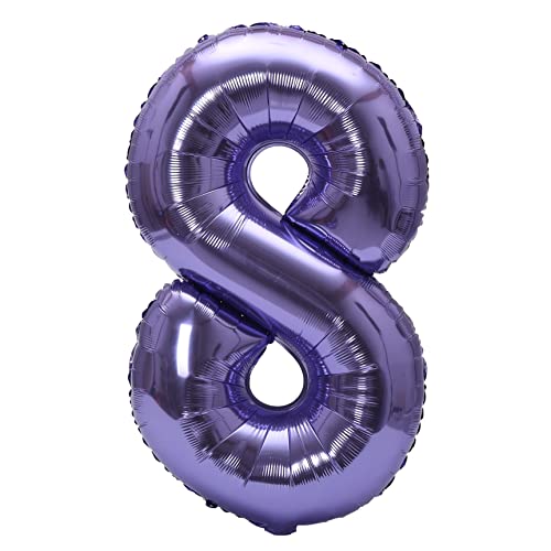 Image of YPSelected 32 Inch Large Foil Helium Number Balloon Birthday Wedding Party 0-9 (Purple, 8)