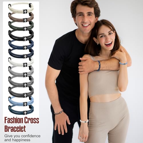 12 Pcs Braided Cross Bracelet for Men Women Christian Adjustable Rope Jesus Bracelets with Metal Knot Christian Baptism Gifts3