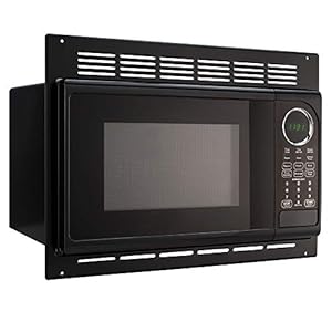 RecPro RV Black Microwave with Trim Kit | 0.95 Cu. Ft. | 900W | Direct Replacement for Greystone and High Pointe | Over the Range