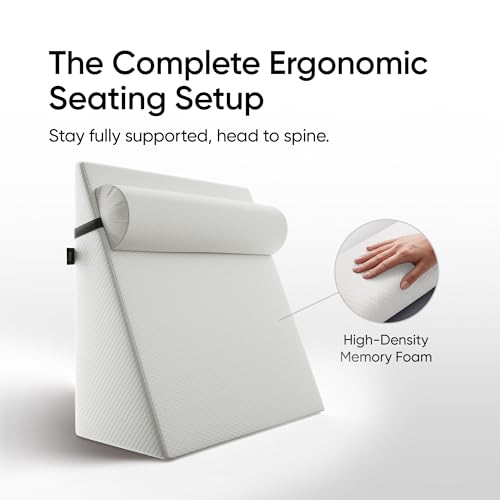 Image of Frido Wedge Neck Rest Pillow | Multipurpose Neck Pillow | Memory Foam Roll with Adjustable Strap | Relieves Neck, Knee & Lumbar Pressure | Compatible with Wedge Plus | Washable Cover, White