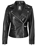 Decrum Disc Black Leather Motorcycle Jacket Women | [1300184] Black Amber, L