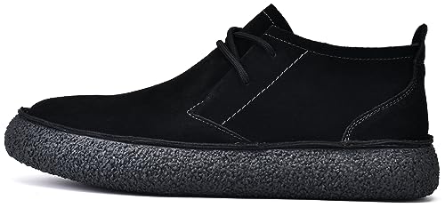 JIONS Mens Ankle Desert Chukka Boots Lace Up Suede Leather Shoes Round Toe Platform Deck Boots4