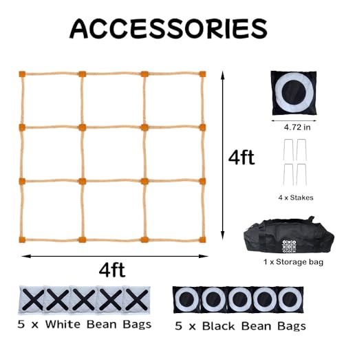 Giant Tic Tac Toe Games Outdoor | 4ft x 4ft | Bean Bag Toss Yard Outdoor Games for Kids Adults, OCES Backyard Lawn Camping Instant Setup No Assembly Large Lawn & Backyard Fun — view 4