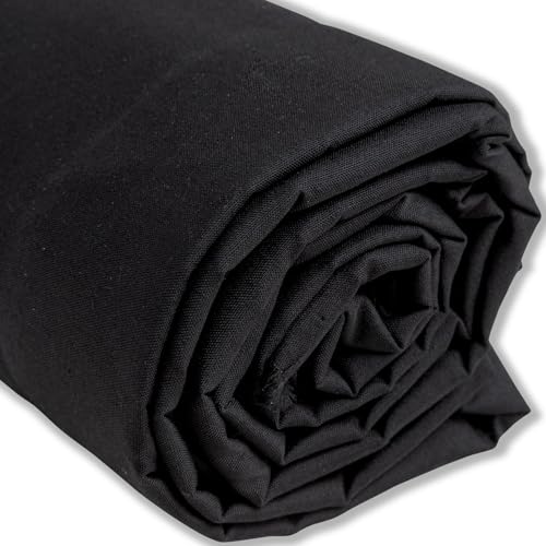 IPEA Tela de Popelín Algodón Negro – 200 cm x 150 cm – Fabricado en Italia – Tejido al Metro para Costura, Ropa, Forros, Accesorios, Patchwork - Tela Lisa para Coser - Lienzo