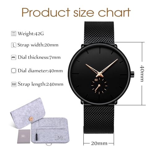 MICGIGI Stylish Personality Analog Wristwatch with Sub Watch Dial Men's Stainless Steel Quartz Watch