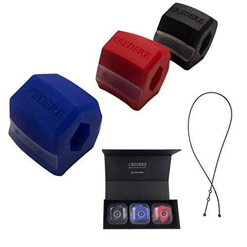 CREDERE Jaw Exerciser, Jawline Exerciser, Face, and Neck Exerciser - Define Jawline, Slim and Tone Your Face, Jaw Exerciser for Men & Women, Jawline Exerciser for Men & Women, 3 Pack 40,50 and 60 lbs