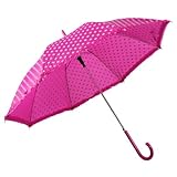 100% Polyester Funny Fashion NEU Regenschirm pink mit weißen Punkten