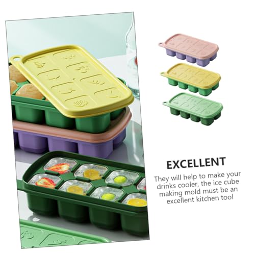 Bandejas para hielo Healeved 3 piezas con tapa, capacidad grande miniatura 7