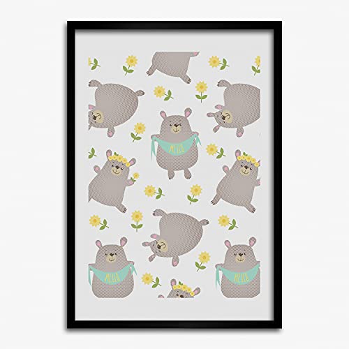 Cadre MDF 50x70 cm Tulup avec affiche d'ours tableau bois moderne pour photo