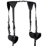 Tactical Double Draw Shoulder Holster for Pistols Adjustable Vertical Gun Holster Concealed Carry Holster Fits 1911 and Most Handgun Shoulder Holster Left Right Handed Universal for Shooting Hunting