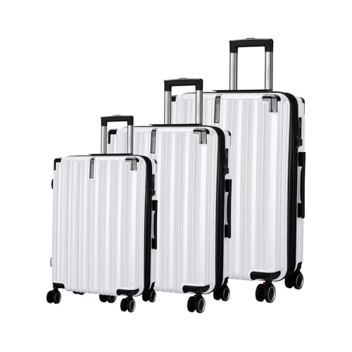 Image of Maleta Nova Set of 3|20''+24''+28''| 8 Spinner Shock Absorbing Wheels,TSA Lock, Expandable| Trolley Bags for Travel | Travel Bags for Luggage |Suitcase (White, Set of 3 (Small-Medium-Large))