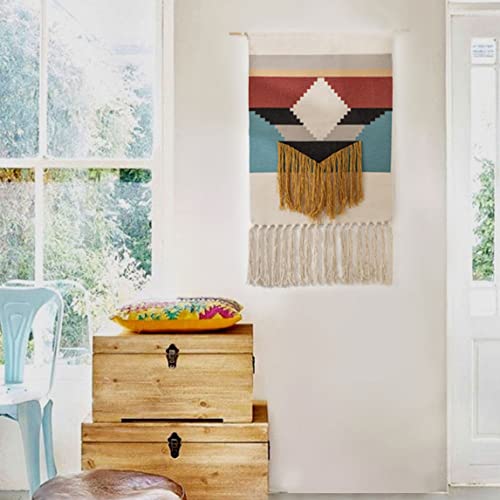 Tapiz de macramé de algodón tejido a mano NIDONE con elegantes borlas decorativas 4