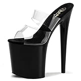 white gogo heels  Higher-Heels PleaserUSA Gogo Flamingo-802 klar/schwarz Gr. 36