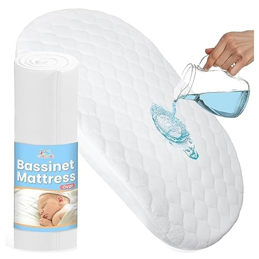 Baby Bassinet Mattress Pad - Oval Bassinet Mattress 30x15x2 with Waterproof, Washable, Zippered and Breathable Bassinet Mattress Topper Cover - Oval Baby Mattress Fit for Moses Basket & Cradle