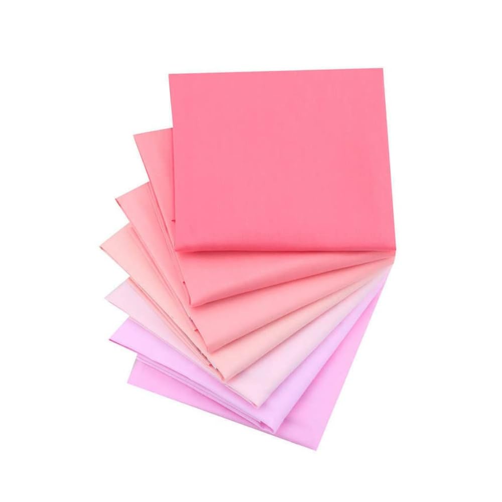 CraftsFabrics 7pcs/ Lot (16'' x 20'') Pink Pastel Solid Colour Twill Cotton Fat Quarters Bundle 100% Cotton Precut Fabric Squares for DIY Sewing, Quilting, Scrapbooking, Patchwork, Clothing