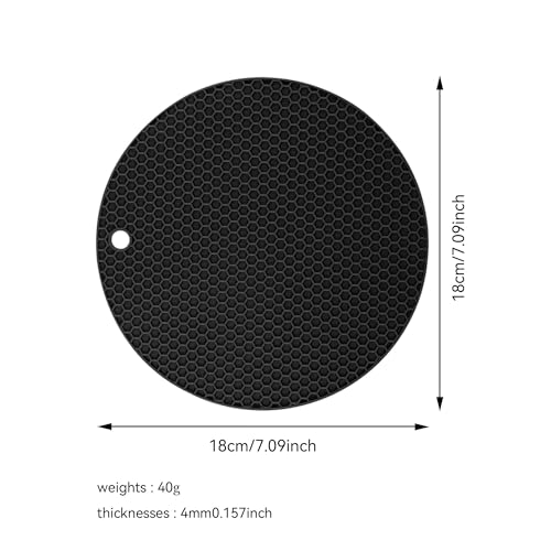 Image of Silicone Trivet Mats,Heat Resistant Pot Holders, Multipurpose Non-Slip Hot Pads for Kitchen Potholders, Hot Dishers, Jar Opener, Spoon Holder, Food Grade Silicone(Black Size Round 7''x7'')