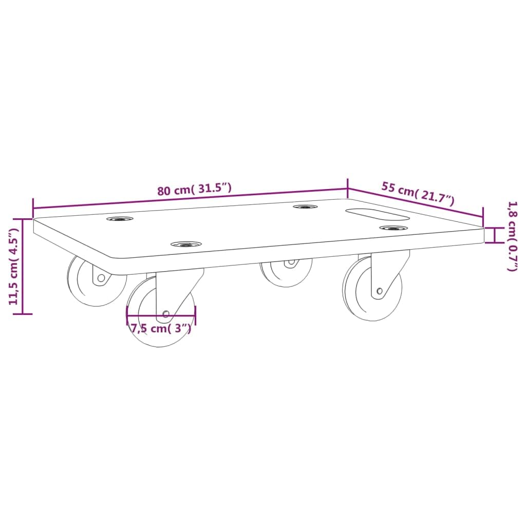 Transportroller 2er Set 80x55 cm, Schwerlast Möbelroller bis 250 kg, Rollbrett mit Anti-Rutsch-Beschichtung für Umzug und Werkstatt