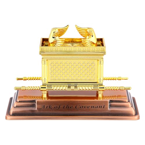 jojofuny Golden Ark of The Covenant Ornament Zinc Alloy Religious Figurine Home Decoration 4.37 Inch Table Display for Jewish Testimony and Judaica Collectibles