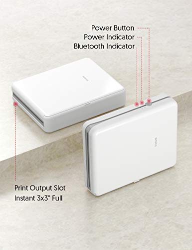 Victure 3x3” Portable Photo Printer, Bluetooth Connection, Rechargeable, Including 10 Pieces of Photo Paper, Android/iOS/Tablet Devices Compatible, no Ink, Wireless,4 Pass Technology - Thumbnail 4
