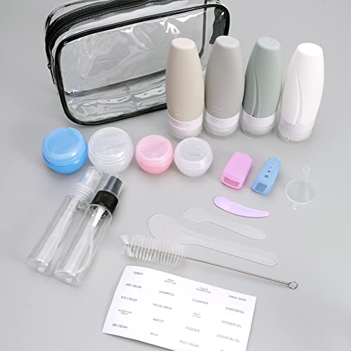 Keleapeker 16 Pack Silicone Travel Bottles Set With Bag, Travel Containers Leak Proof, Squeezable Travel Size Containers For Shampoo, Conditioner, Lotion, Body Wash #TOP1