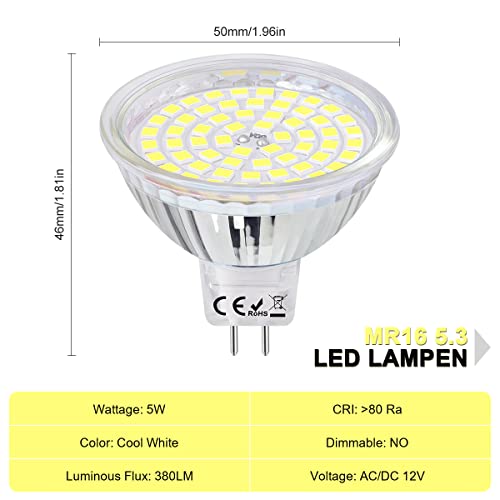 SanGlory Lampadine LED MR16 12V 6000K, GU5.3 LED
