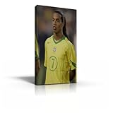 BARCELONA, SPAIN - MAY. 25 BRAZILIAN PLAYER RONALDINHO PORTRAIT BEFORE THE FRIENDLY MATCH BETWEEN CATALONIA VS BRAZIL AT NOU CAMP STADIUM IN BARCELONA, SPAIN. MAY 25, 2004. A1 BOX FRAMED 30"X20"