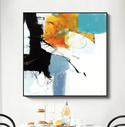 Peinture abstraite sur toile moderne avec cadre salon bureau 30x30 cm