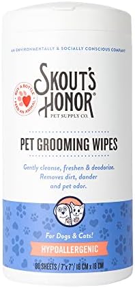 SKOUT'S HONOR Pet Grooming Wipes for Dogs and Cats - Deodorizing,...