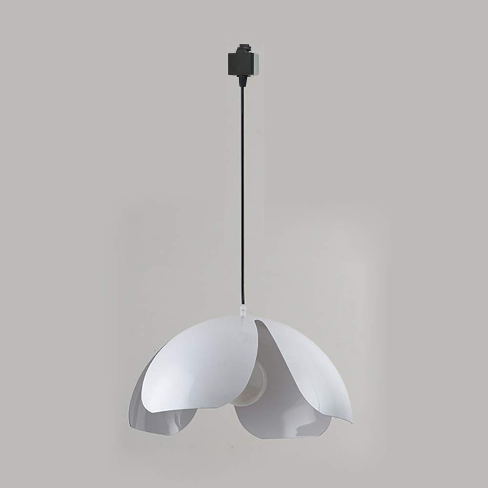 ANYE H-Type Track Light with 3.2ft Black Cord Modern Minimalist Creative Style E26 Lamp Socket White Petaling Iron Lampshade Pendant Light for Bedrooms Restaurants Bars Bulbs and Track Not Included
