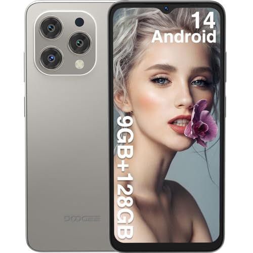 DOOGEE N55 Teléfono Móvil 6,56 Pulgadas HD+ 90Hz, Android 14 Smartphone con 9GB RAM + 128GB ROM, Octa-Core Telefonos Moviles Libres, Telefono Dual 4G Nano SIM, 5150mAh, Desbloqueo Facial, Natural