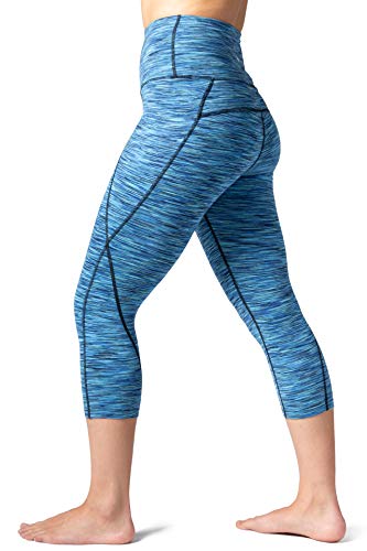 Fishers Finery Womens Ecofabric Active Yoga High Waist Workout Capri (Blue, M)