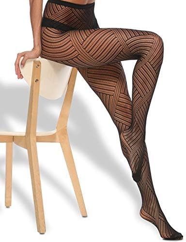 MANZI 4 Pairs Black Patterned Tights Goth Fishnet Tights Mesh Stockings Cross Pantyhose for Women-39074