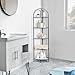 Homhedy 5-Tier Corner Shelf Stand, Metal Corner Bookshelf, Tempered Glass Shelves, Bathroom Storage Rack Shelf, Plant Stand, Modern Style, Black
