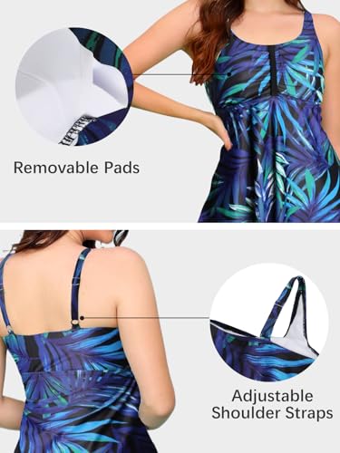 ECUPPER Women Plus Size Tankini Swimsuits Two Piece Swim Dress Modest Skirted Bathing Suit Flowy Swim Top with Capris Shorts4