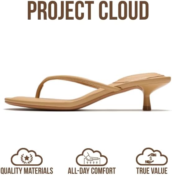 Project Cloud 100% Genuine Leather Sandals Women Footwear - Memory Foam Insole Fashion Dress Kitten Heels for Women - Lightweight and Comfortable Summer Sandals for Women 2026 (Mango) - Image 3