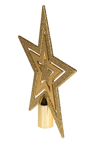 Clever Creations Christmas 8 Inch Tree Topper Flat Star Decoration, Glitter Treetop Holiday Home Décor, Gold #TOP1