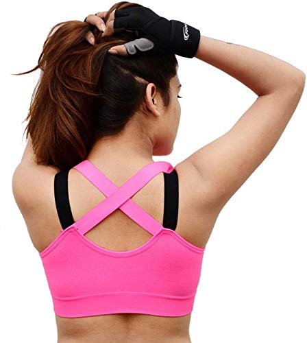 Image of Brachy Polycotton Padded Wire Free Push Up Racer Back Sports Bra for Women's /Girls (Gym,Yoga,Running,Workout) (Removable Pads) (28 to 34 Size)