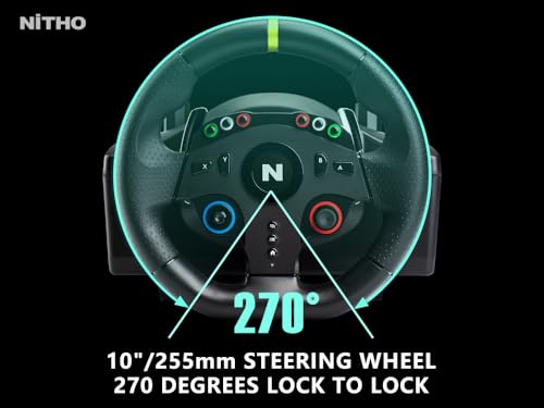 Image of Nitho Drive Pro ONE V24 Gaming Racing Wheel and Pedals, 270 Degree Steering Wheel for PC, PS4, Xbox One, Xbox Series X|S, Switch, Driving Car Simulator - for Arcade Games Only