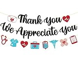 Nurses Week Decoration Thank You We Appreciate You Banner Happy Nurse Week Decor Nurses Appreciation Backdrop for CNAs Doctor Nursing RN Event Celebration Black Glitter Supplies