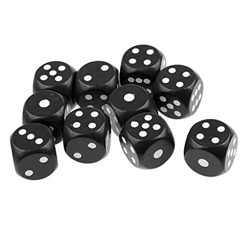 Dados de madera negros de 6 caras MagiDeal pack de 10 piezas para juegos de mesa