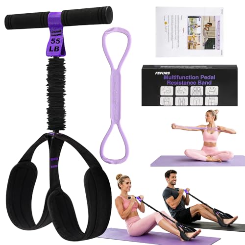 Image of Foot Pedal Resistance Band with Handle, Upgrade Full Body Workout for Men & Women, Core Abs Legs Glutes Arms, Pilates Strength Training Home Gym Equipment