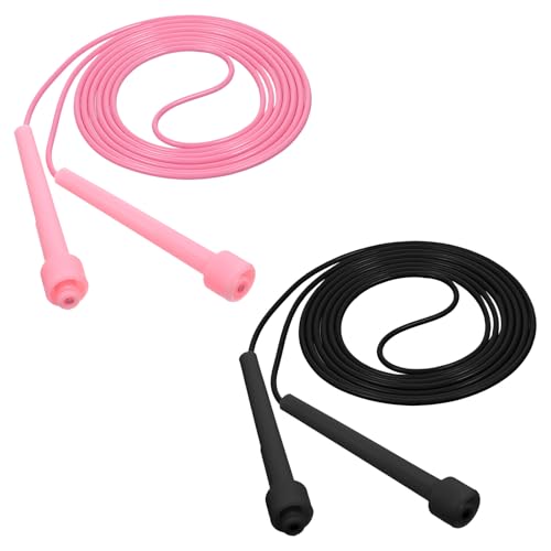 Verstellbares Springseil, 2-teiliges PVC-Springseil-Set, leicht und verhedderungsfrei, Springseile für Outdoor-Fitnessübungen und Gewichtsverlust, Training und Rennen (rosa + schwarz) Verstellbares Springseil, 2-teiliges PVC-Springseil-Set, leicht und verhedderungsfrei, Springseile für Outdoor-Fitnessübungen und Gewichtsverlust, Training und Rennen (rosa + schwarz)