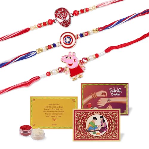 KSJONE 3er-Set Rakhi für das Raksha Bandhan des Bruders. Schickes Rakhi für die Bhaiya Rakhi für den kleinen Bruder und Jungen. Raksha Bandhan Geschenk für Ihren Bruder