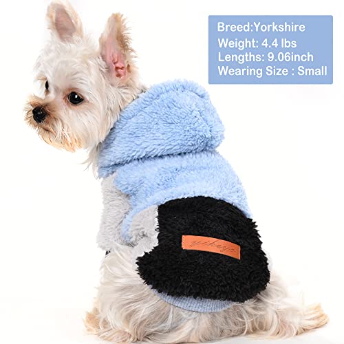 Winter Dog Hoodie Sweatshirts With Pockets Warm Dog Clothes For Small Dogs Chihuahua Coat Clothing Puppy Cat,Medium,Blue #TOP1