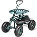 VEVOR Rollsitz Gartenwagenrollsitz aus Stahl bis 136kg belastbar Gartensitz Gartenwagen mit 25cm Griff und 45-54cm höhenverstellbarem Sitz Rollwagen 30PSI Reifendruck Arbeitssitz Gartensitz Grün