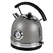 West Bend Electric Kettle Retro-Styled Stainless Steel 1500 Watts with Auto-Shutoff & Boil-Dry Protection, 1.7-Liter, Gray
